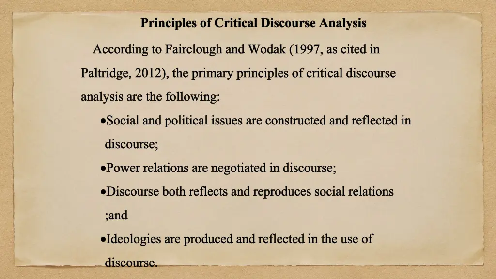 principles of critical discourse analysis