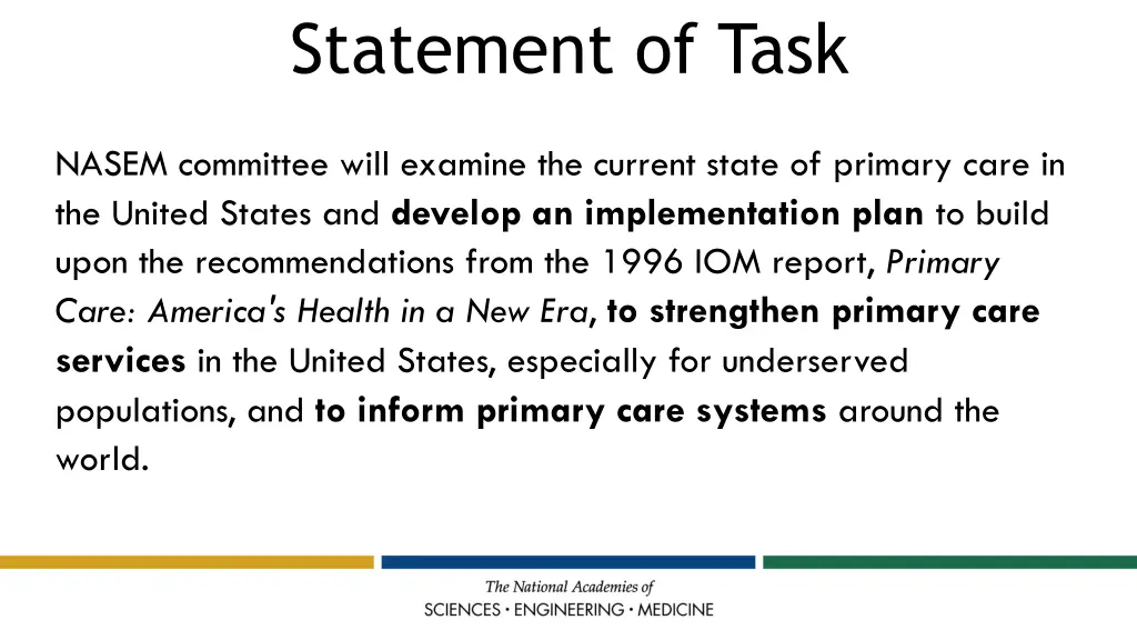 statement of task