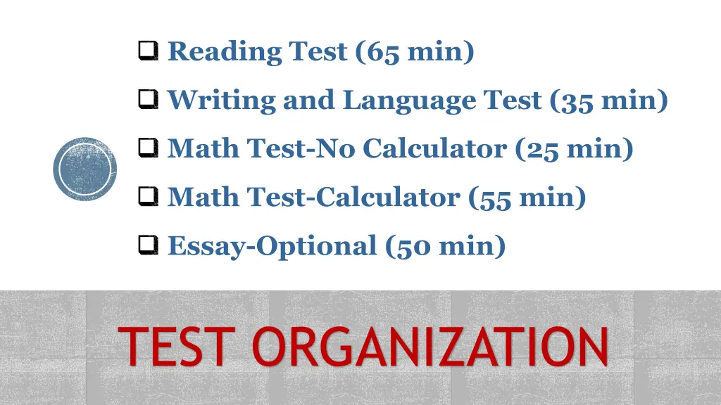 reading test 65 min