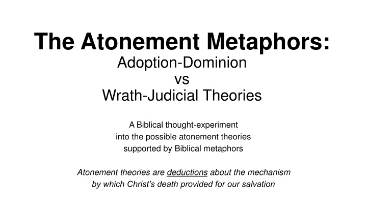 the atonement metaphors adoption dominion