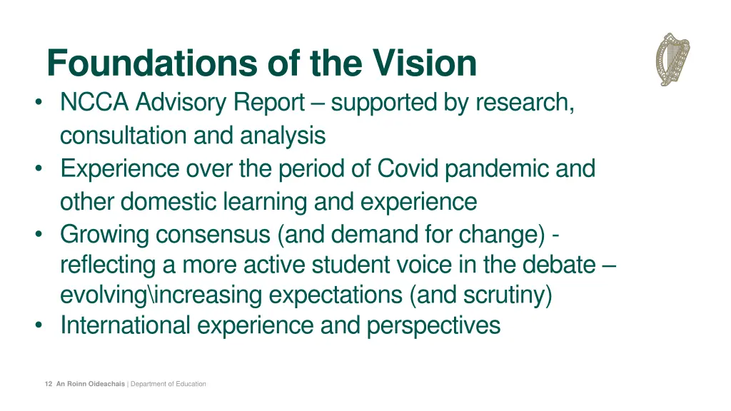 foundations of the vision ncca advisory report