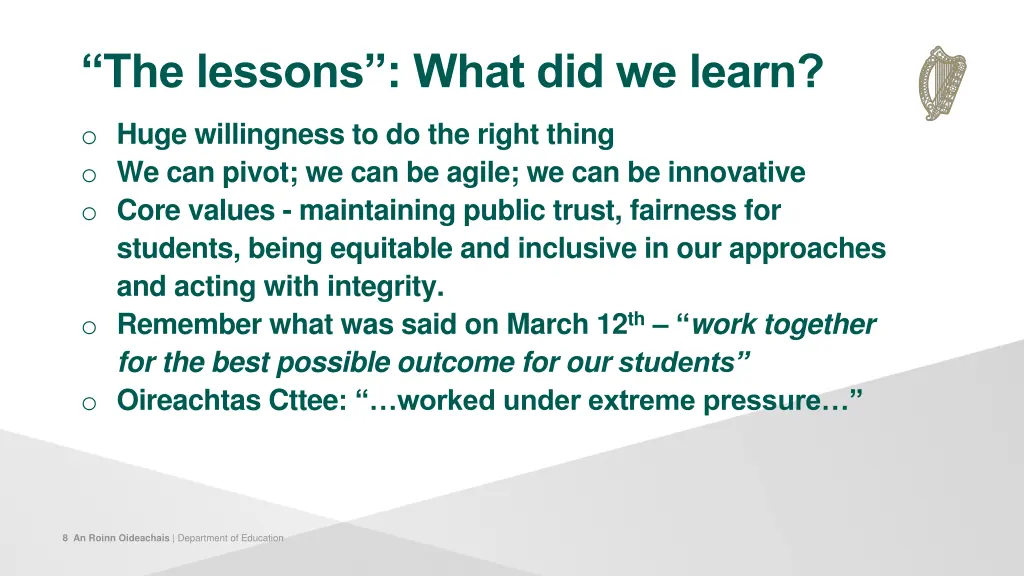 the lessons what did we learn