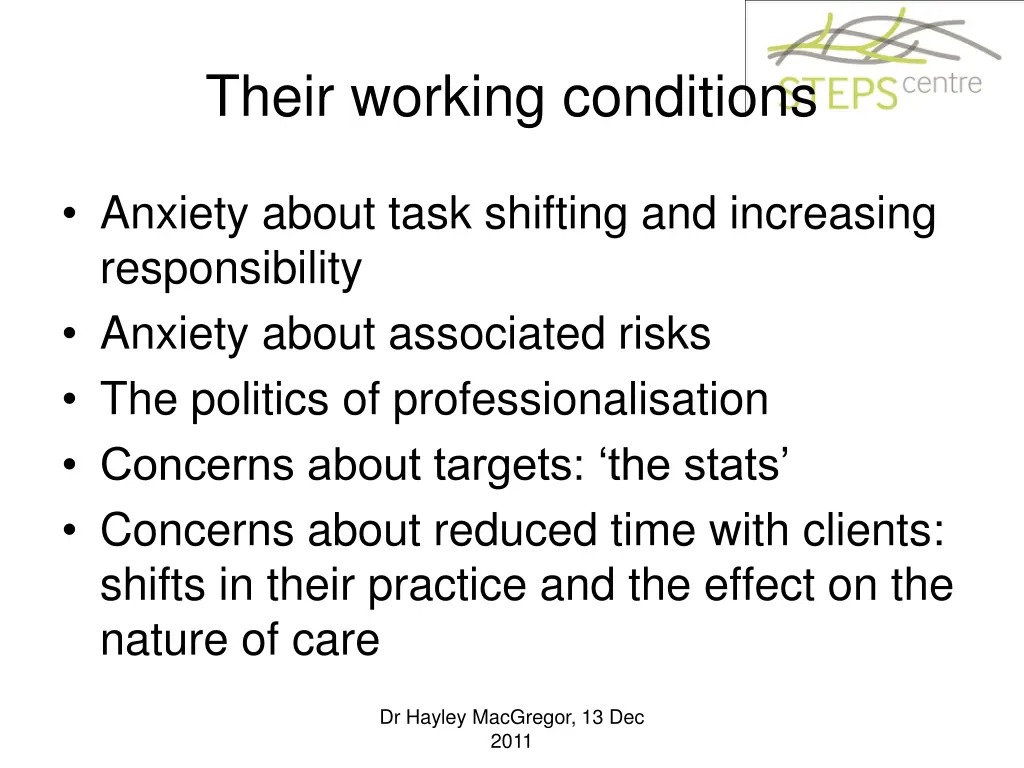 their working conditions