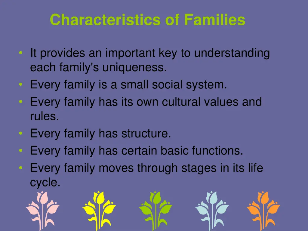 characteristics of families