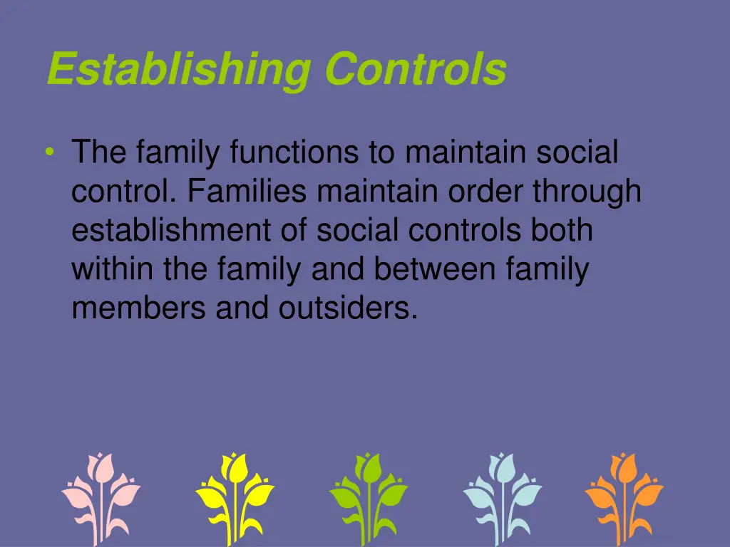 establishing controls