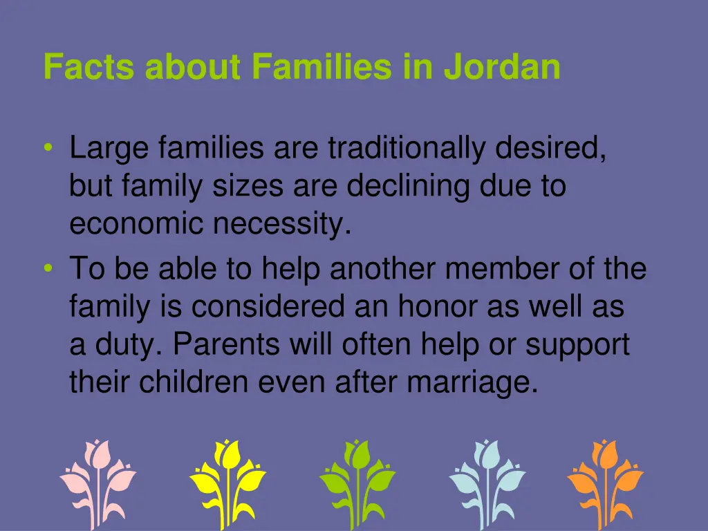 facts about families in jordan