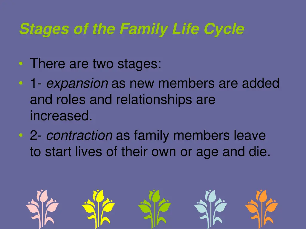 stages of the family life cycle