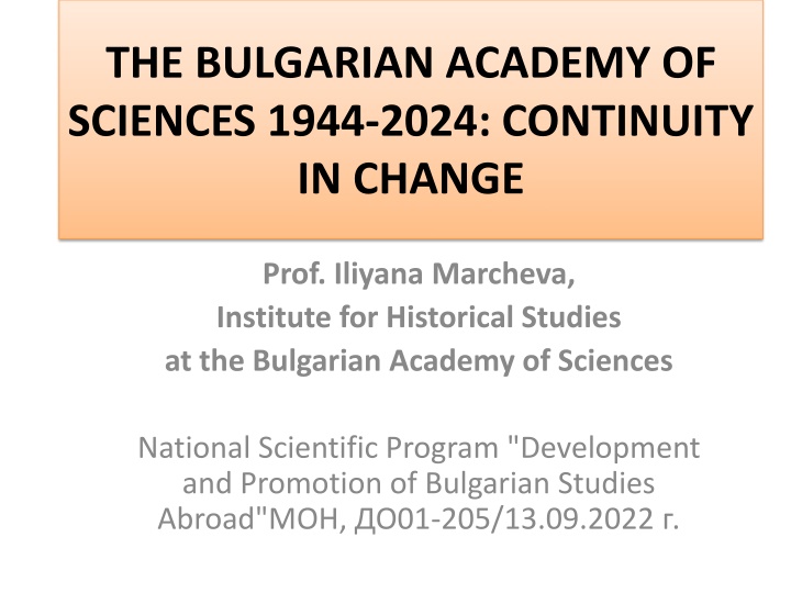 the bulgarian academy of sciences 1944 2024