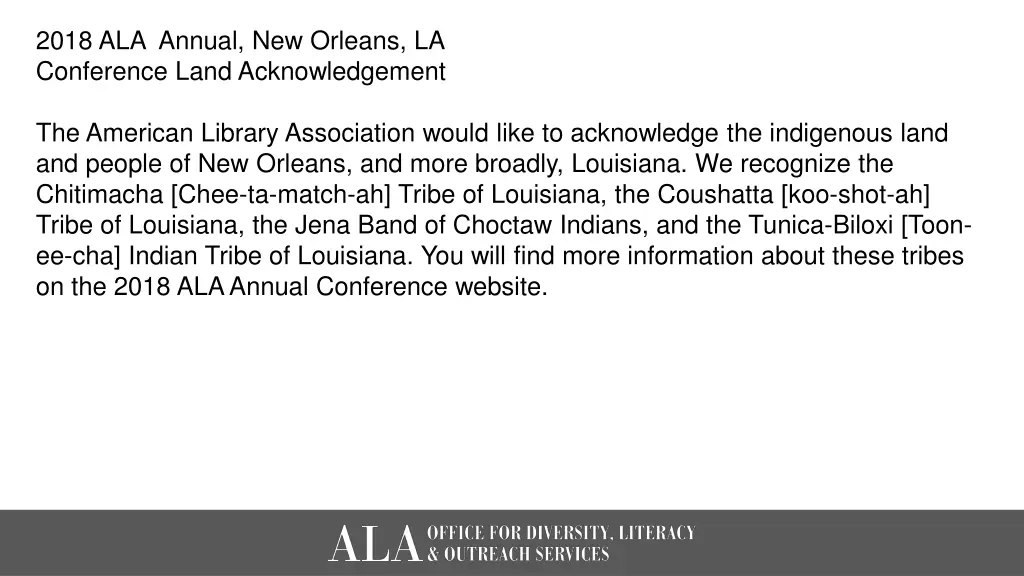 2018 ala annual new orleans la conference land