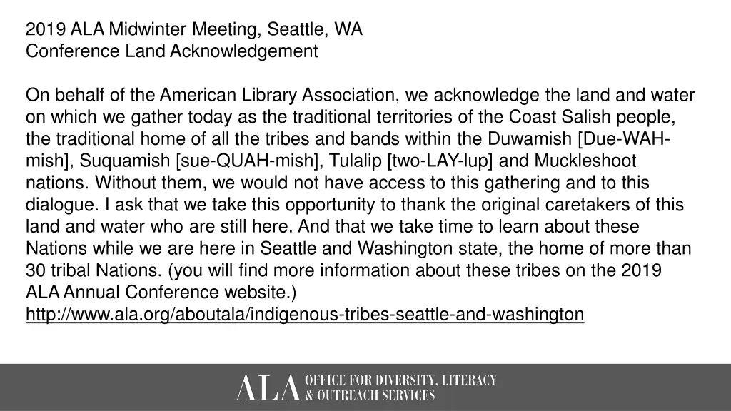2019 ala midwinter meeting seattle wa conference