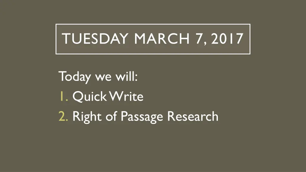 tuesday march 7 2017
