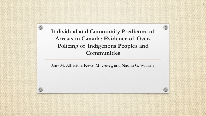 individual and community predictors of arrests