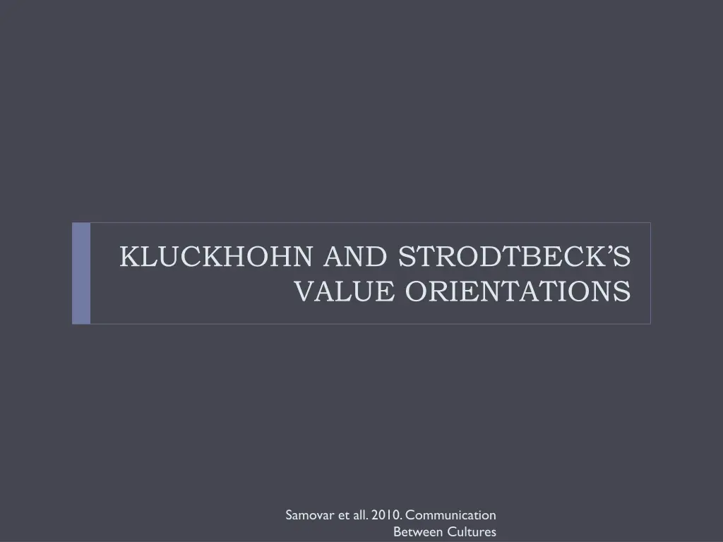 kluckhohn and strodtbeck s value orientations