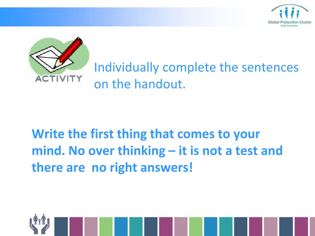 individually complete the sentences on the handout