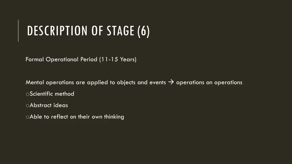 description of stage 6