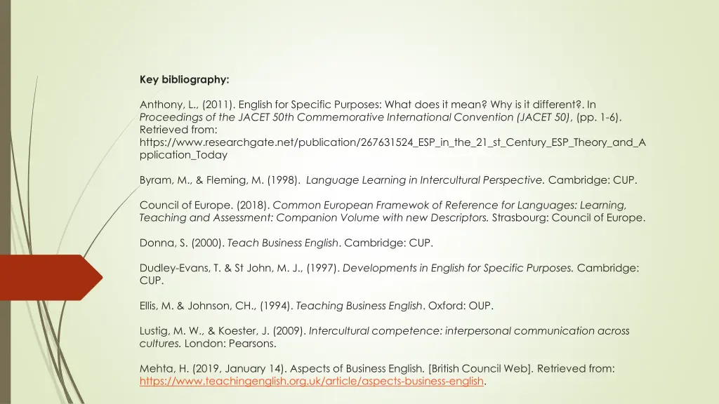 key bibliography