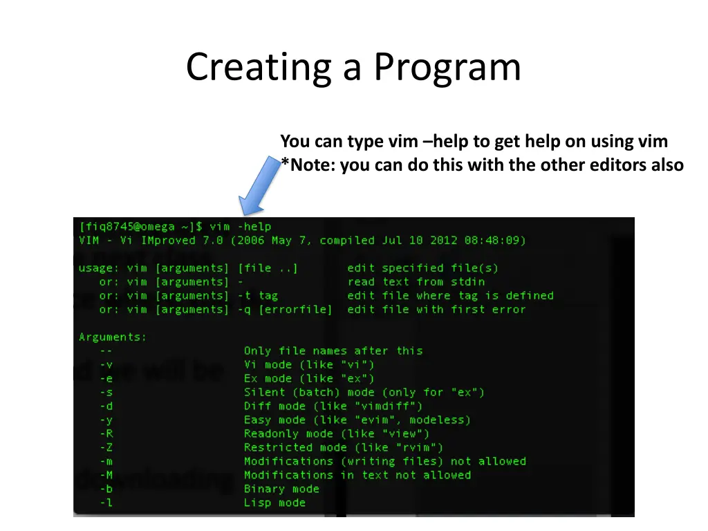 creating a program 7
