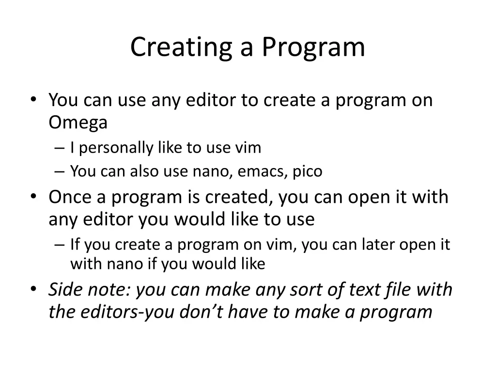 creating a program