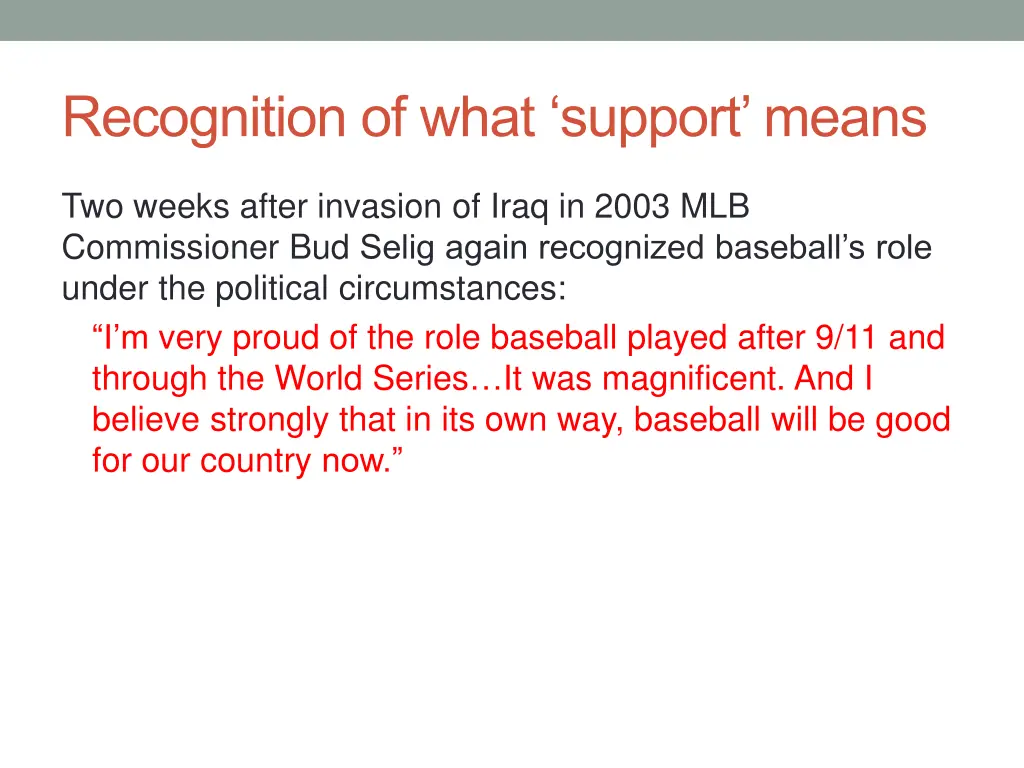 recognition of what support means