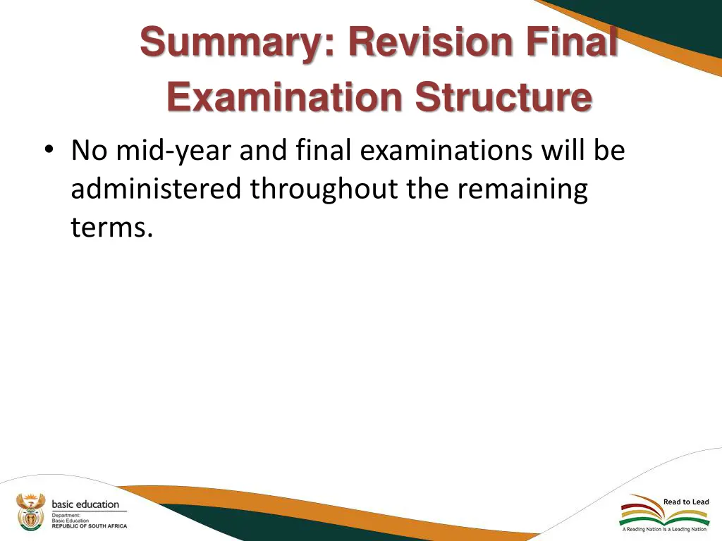 summary revision final examination structure