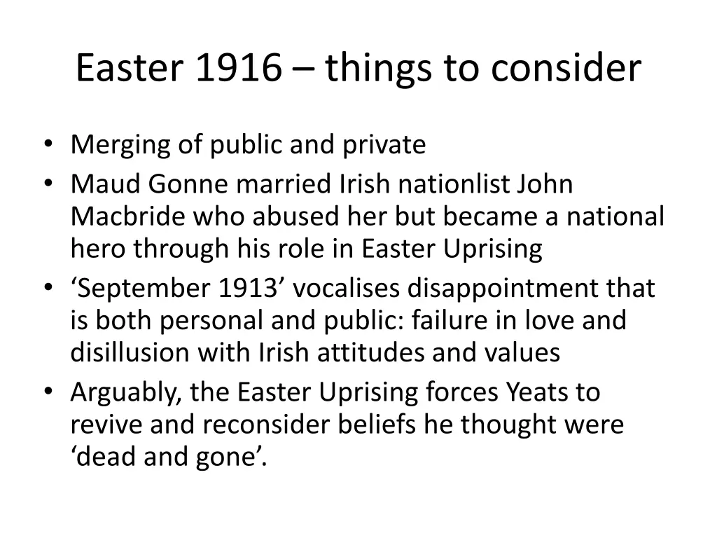 easter 1916 things to consider