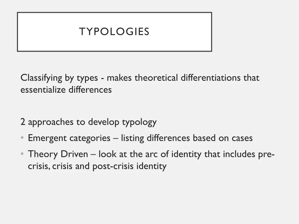 typologies