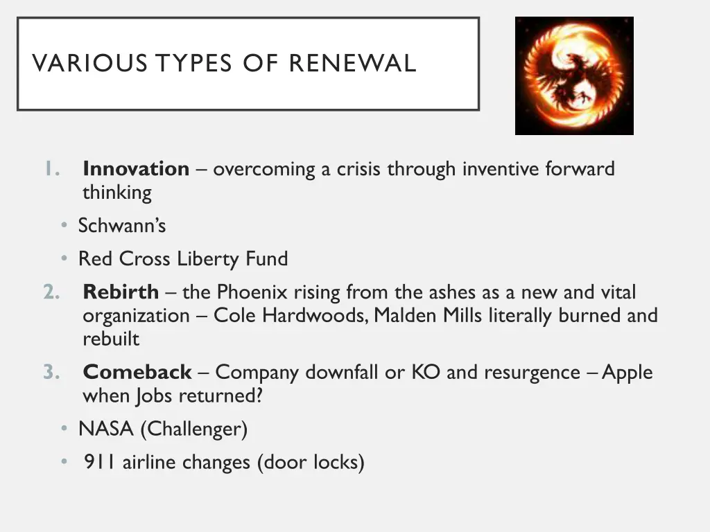various types of renewal