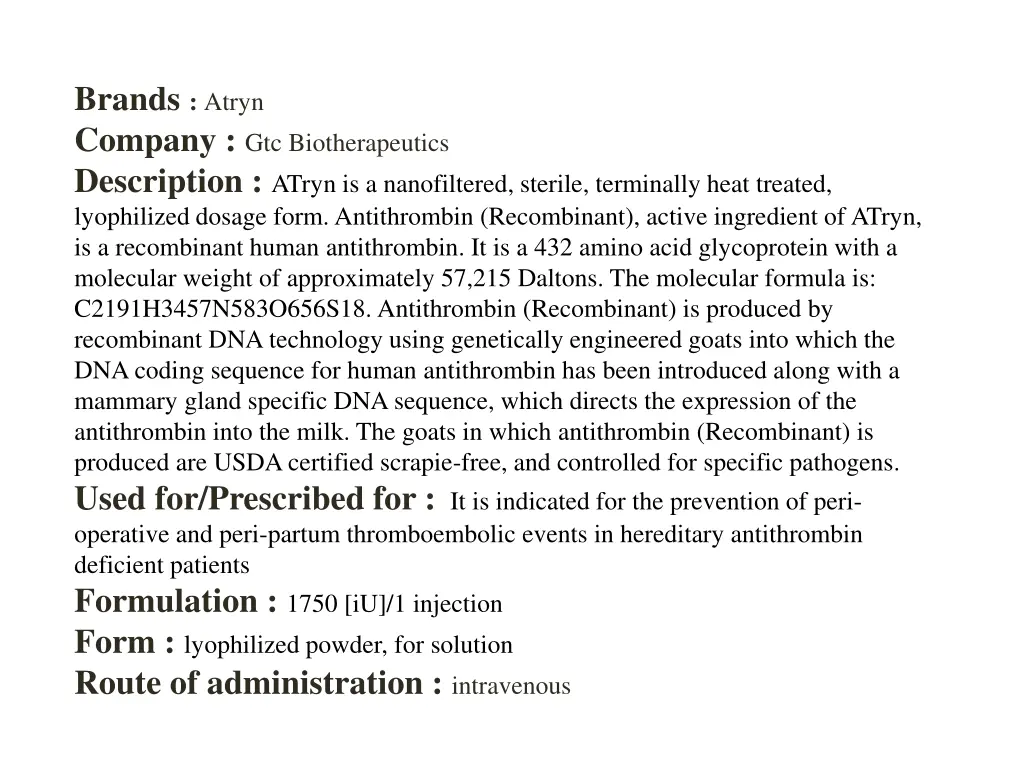 brands atryn company gtc biotherapeutics
