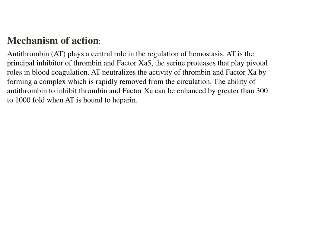 mechanism of action antithrombin at plays