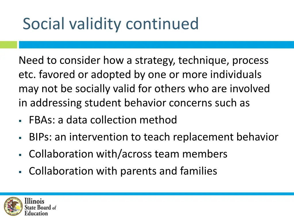 social validity continued
