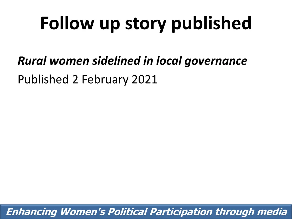 follow up story published