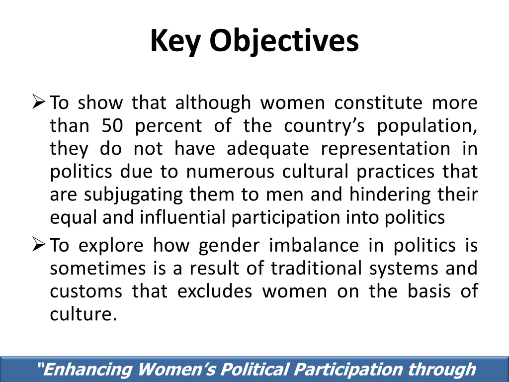 key objectives