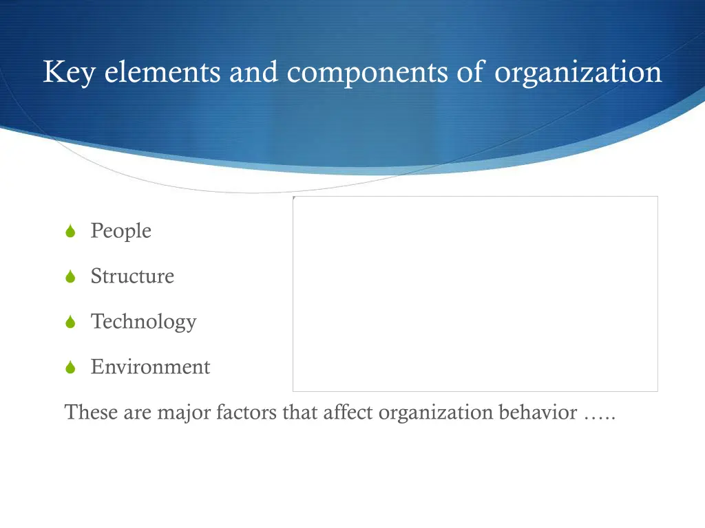 key elements and components of organization