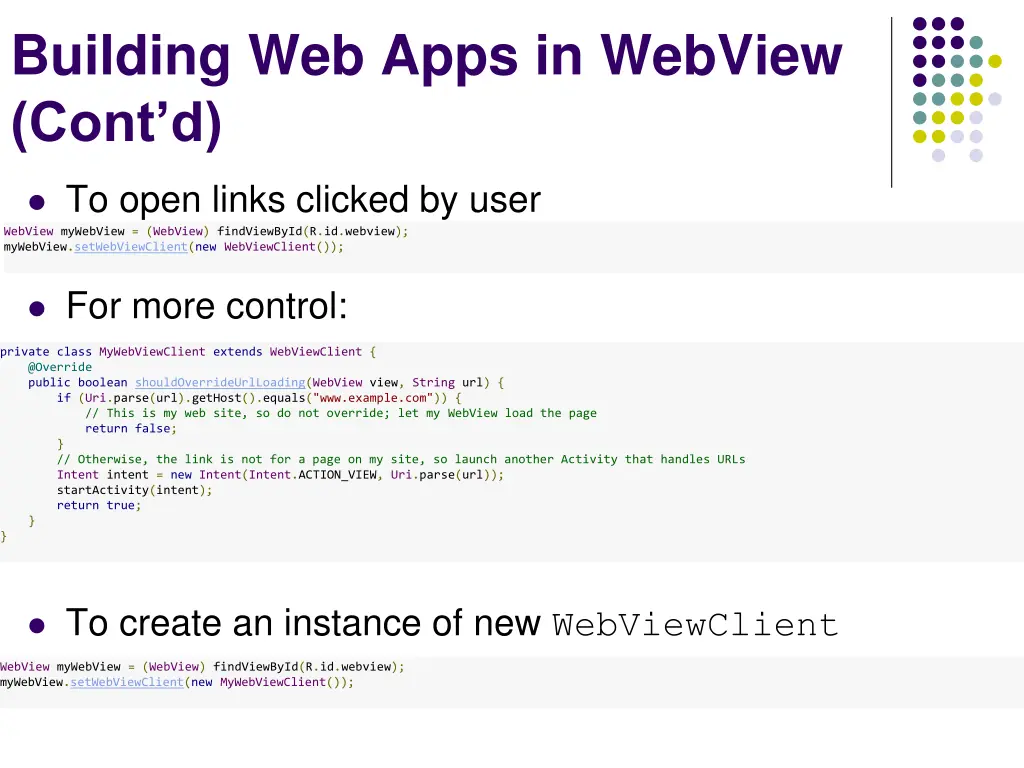 building web apps in webview cont d 1