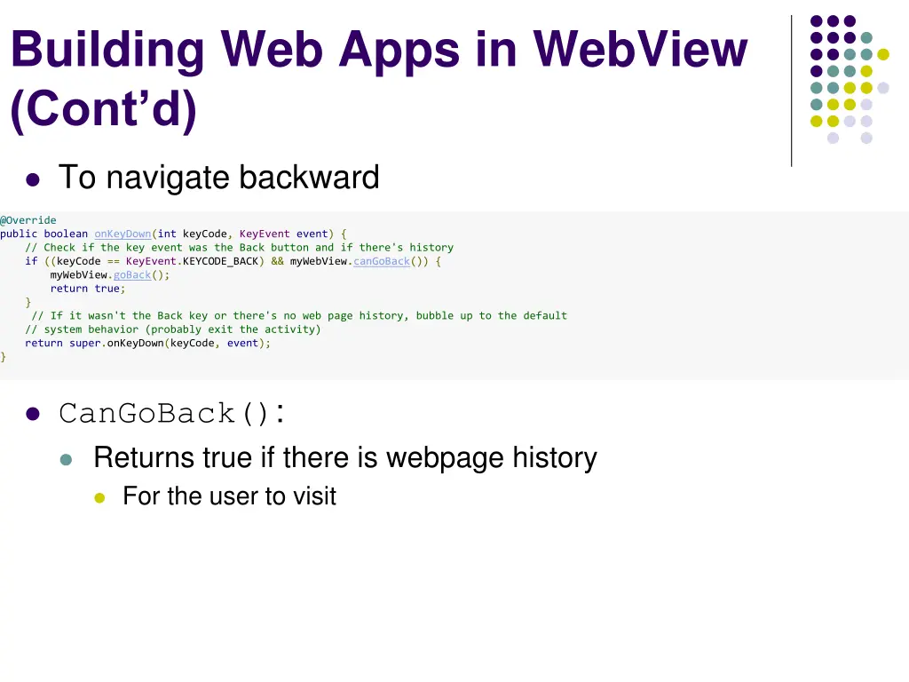 building web apps in webview cont d 2