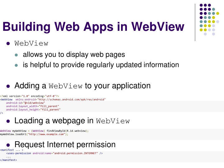 building web apps in webview