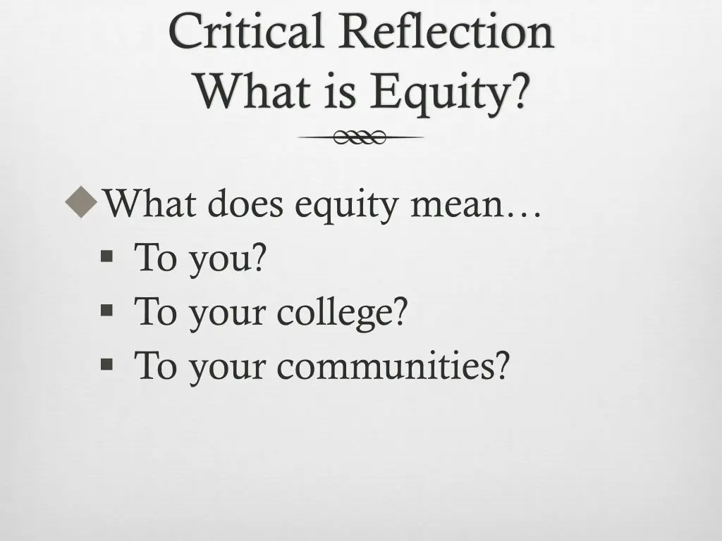 critical reflection what is equity