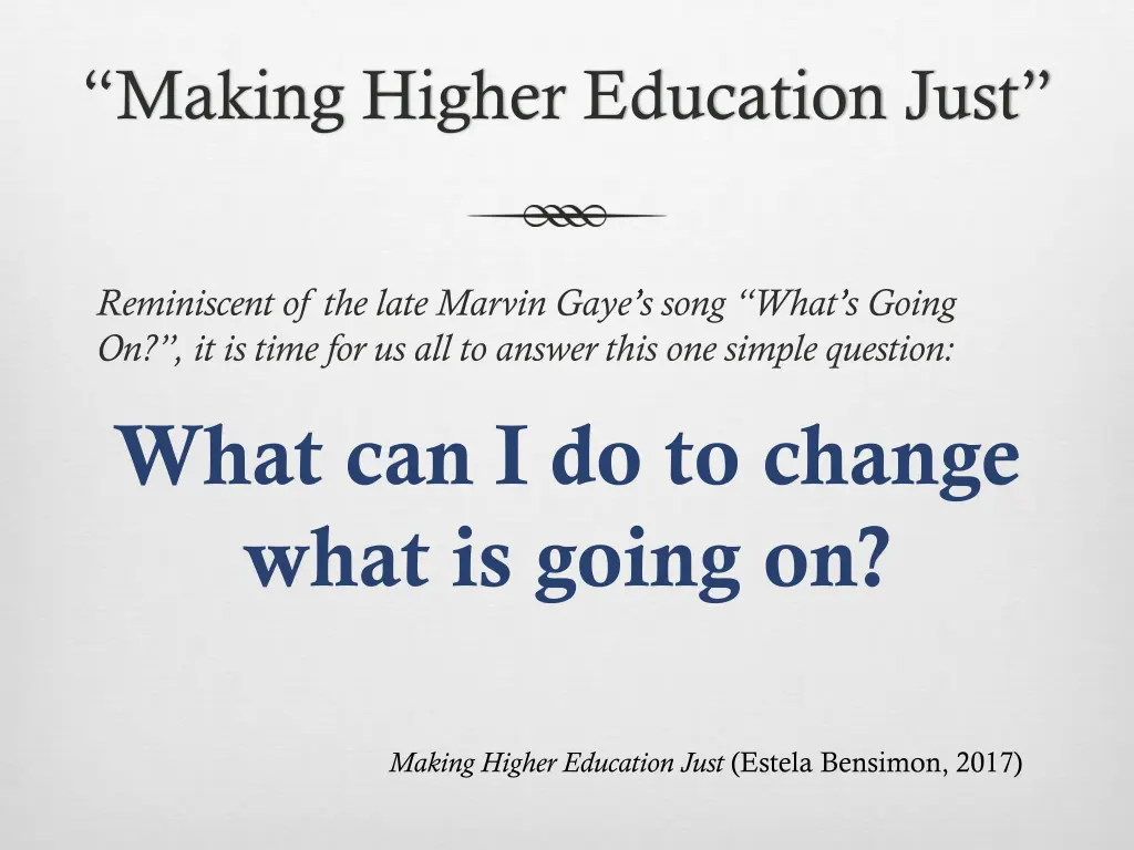 making higher education just