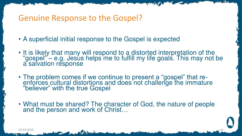 genuine response to the gospel