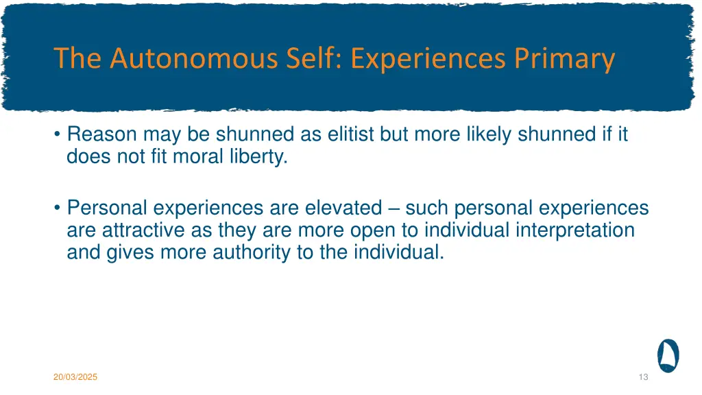 the autonomous self experiences primary