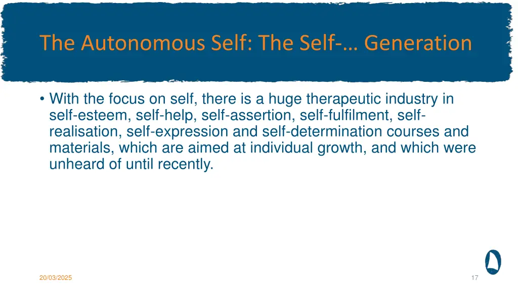 the autonomous self the self generation
