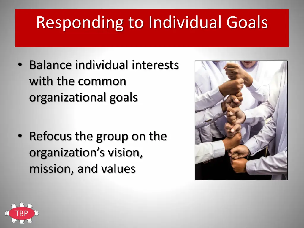 responding to individual goals