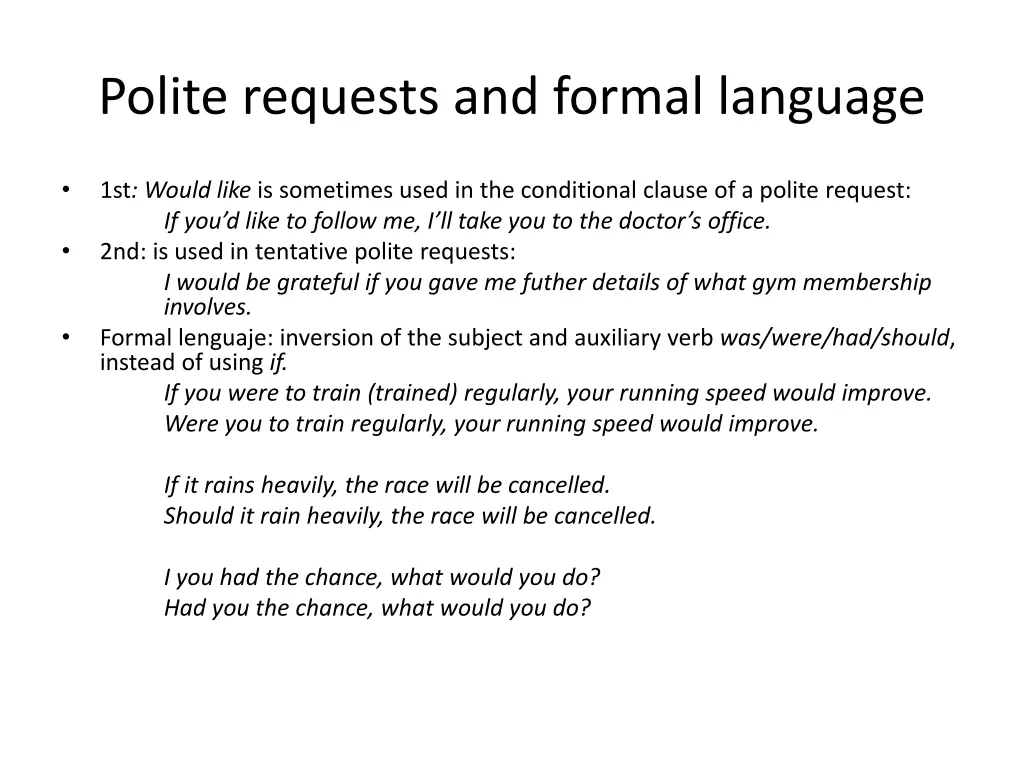polite requests and formal language