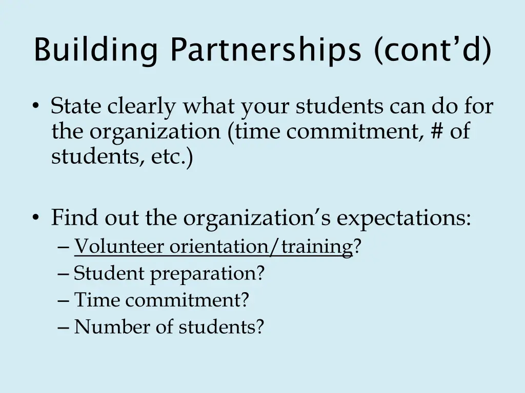 building partnerships cont d
