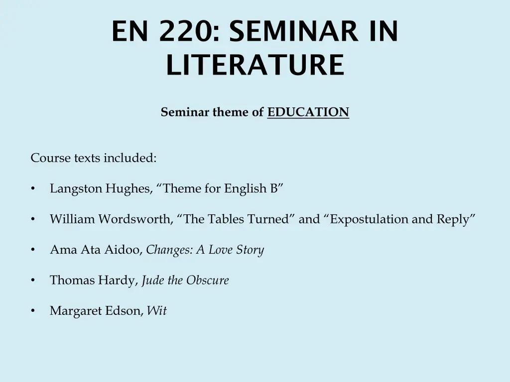 en 220 seminar in literature