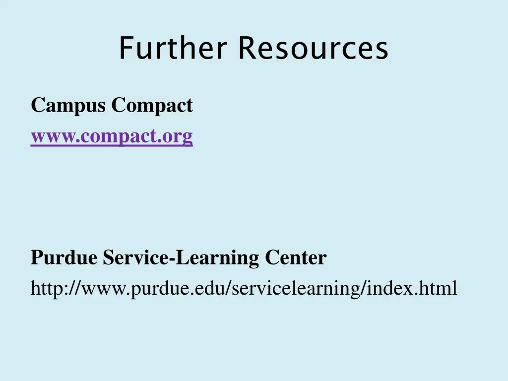 further resources