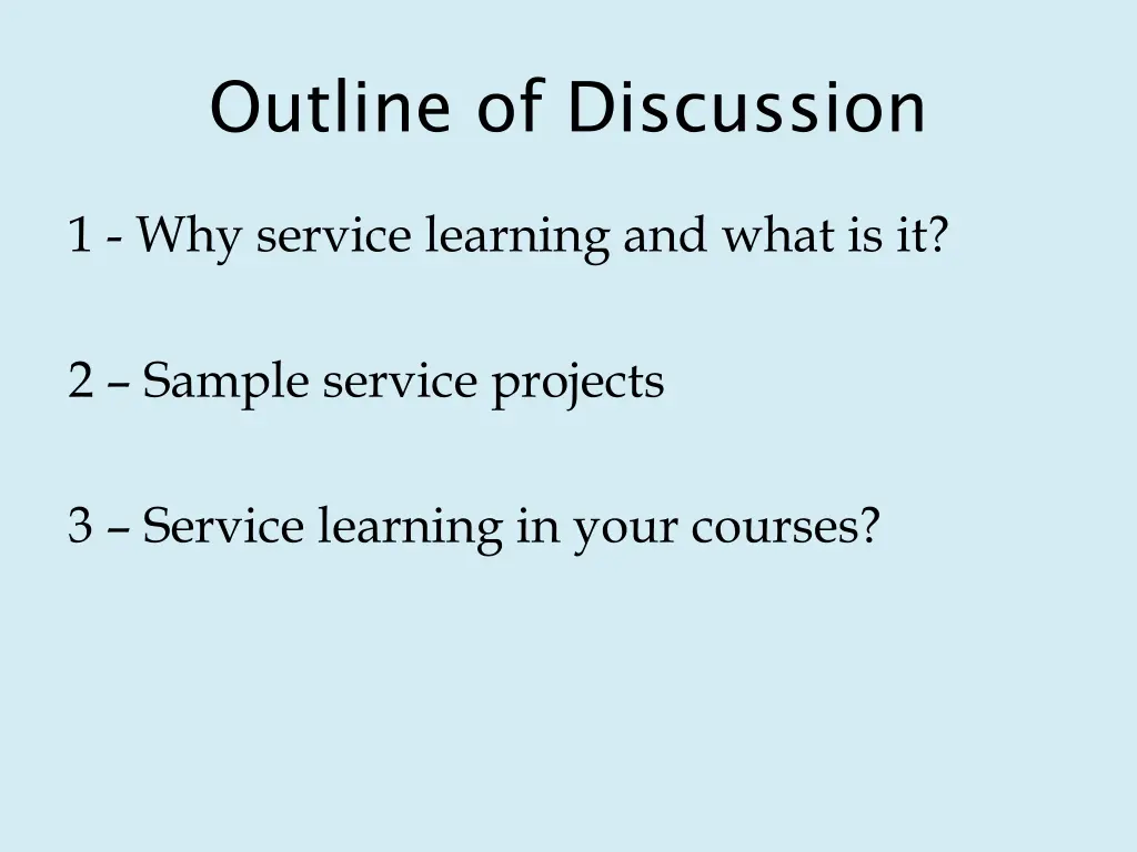 outline of discussion