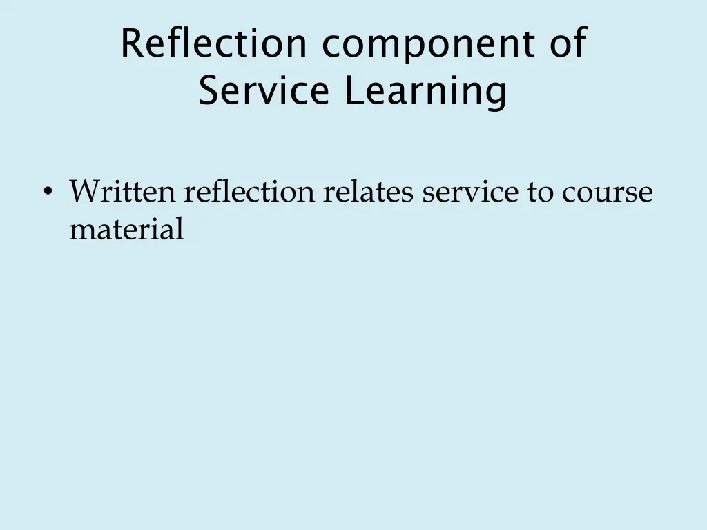 reflection component of service learning