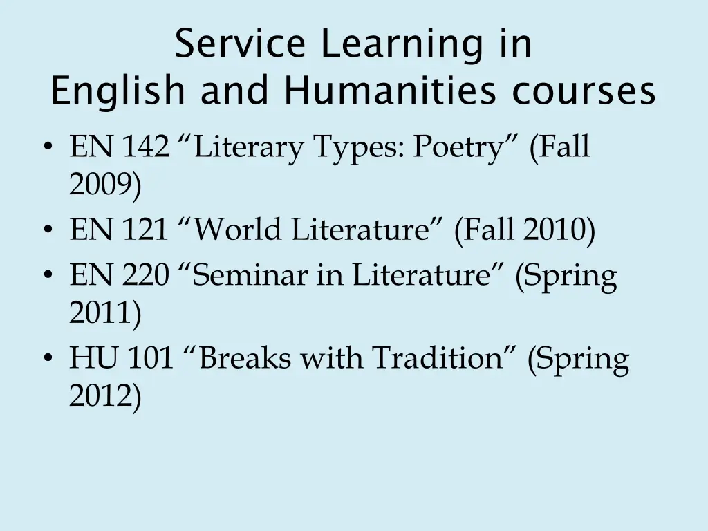 service learning in english and humanities