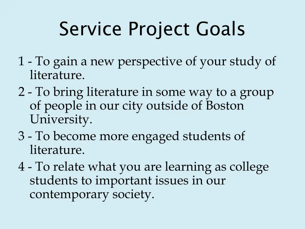 service project goals